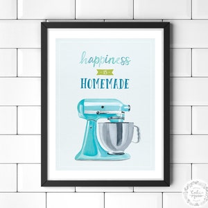 Kitchen Wall Art | Teal Kitchen Aid Mixer Art Print | Bright Kitchen Decor | Home Decor | Kitchen Artwork | Baking Poster | Gift for a Baker