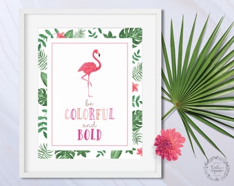 Flamingo Nursery Art | Girls Room Decor | Flamingo Nursery Wall Art | Tropical Wall Art | Tropical Print | College Dorm Decor