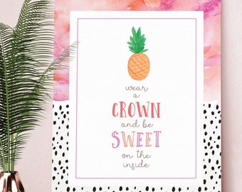 Watercolor Pineapple Art Print: Tropical Nursery Decor