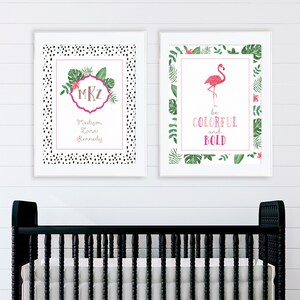 Tropical Art Prints | Flamingo Nursery Decor | Tropical Nursery Print ...