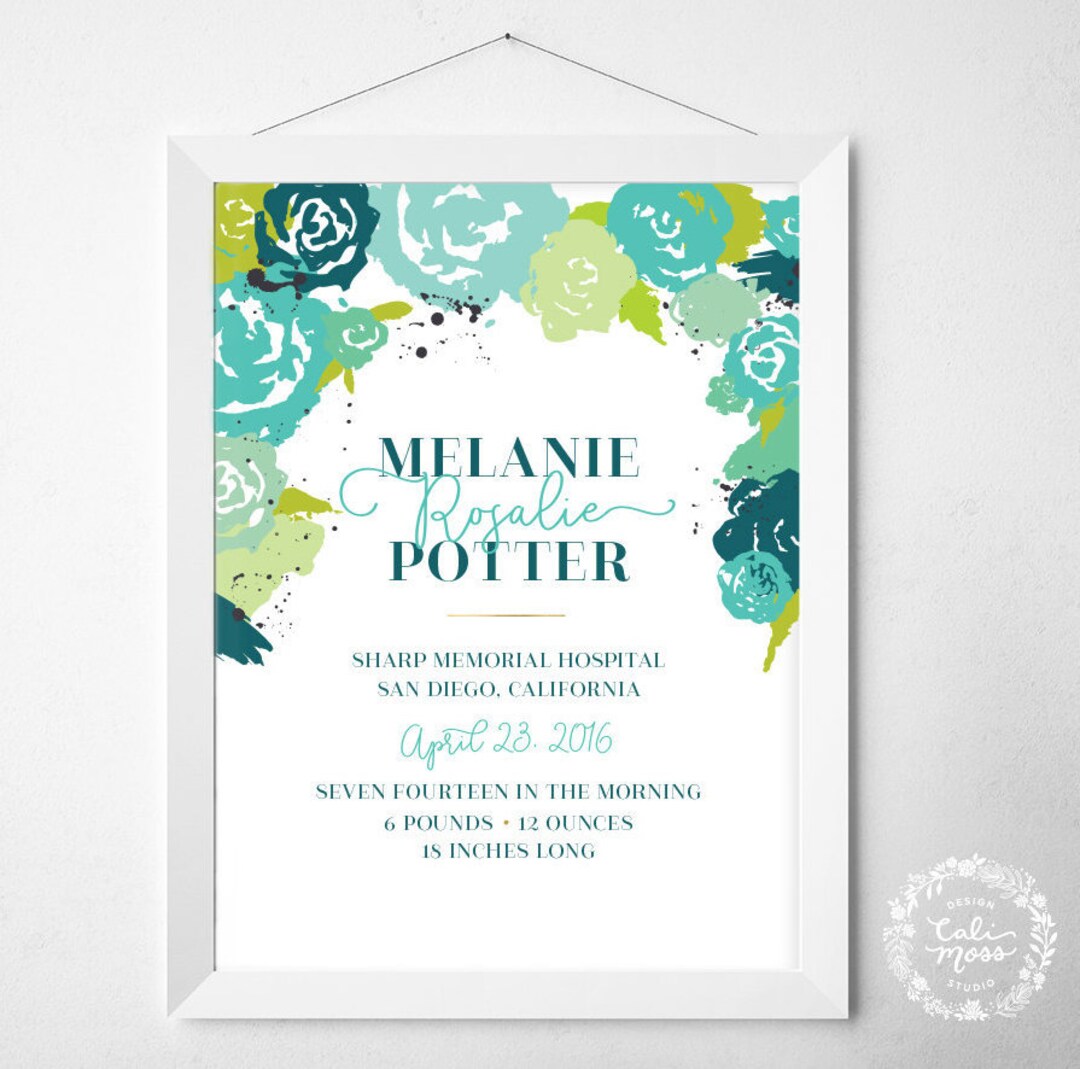 Personalized Birth Announcement Print | Custom Nursery Decor | Name ...