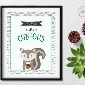 Animal Nursery Wall Art | Woodland Nursery Art Prints | Gender Neutral Nursery | Squirrel Wall Art | Woodland Theme Artwork