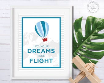 Hot Air Balloon Nursery Print: Adventure Travel Decor