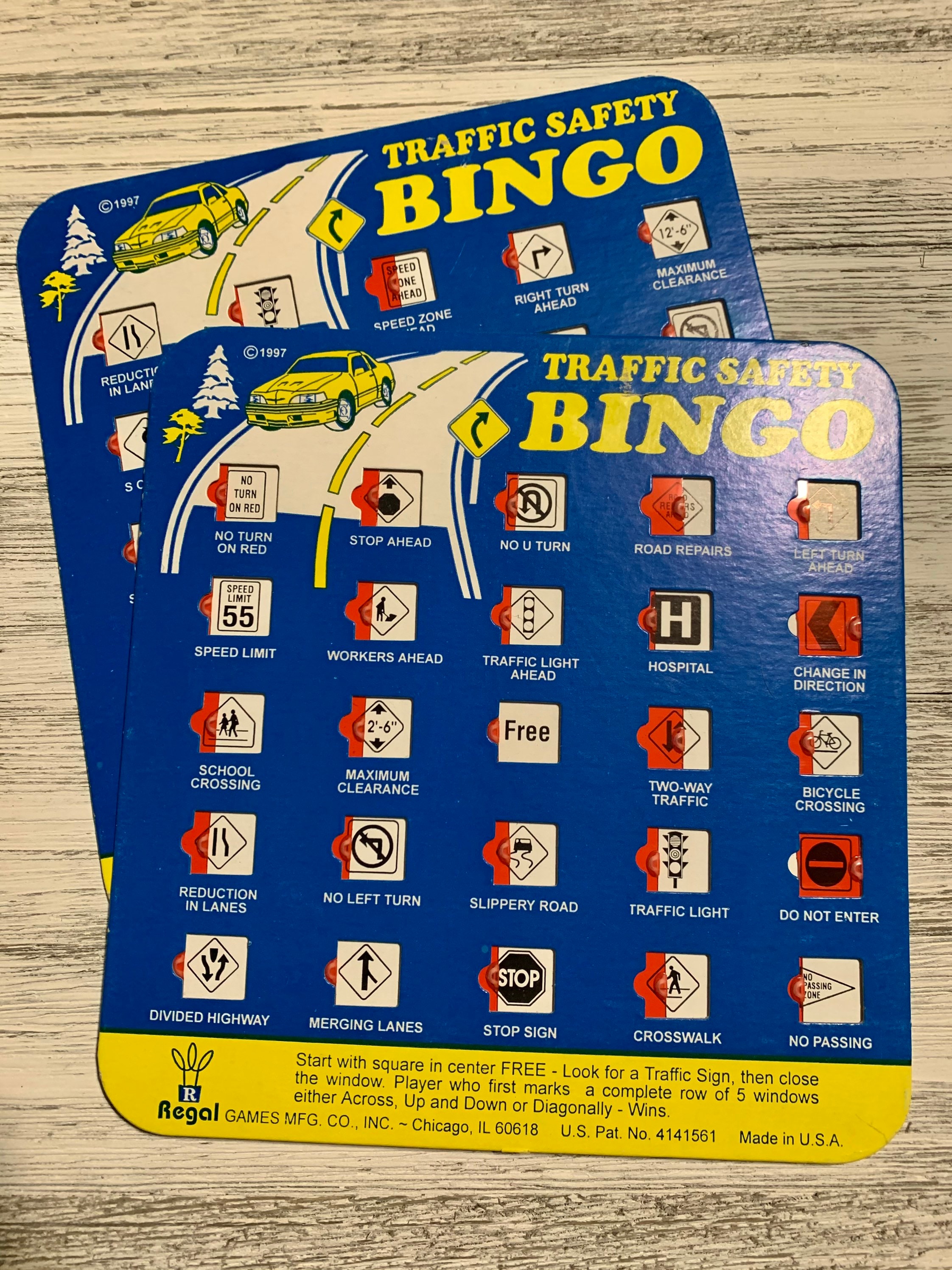 Vintage Regal Games Mfg. Traffic Safety Bingo Car Bingo Game Card set