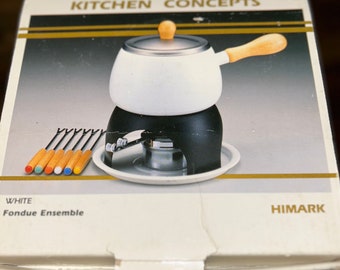 New in Box Vintage Himark White Fondue Set By Kitchen Concepts