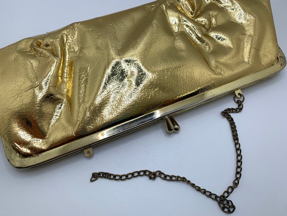 Vintage 1950’s Gold Lame Evening Clutch Purse wit… - image 4