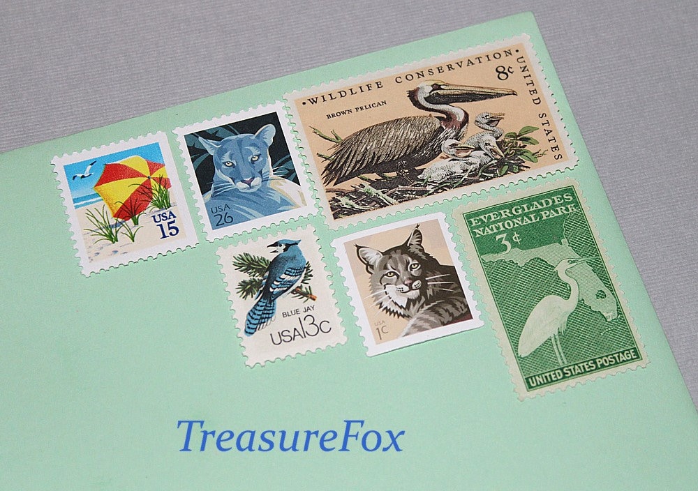FLORIDA Life | Unused Vintage US Postage Stamps | 66c rate to mail 5 letters | Waterfowl | Everglades | Sunny Beaches | Pelicans | Tropical