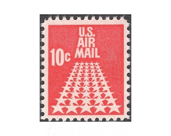 Vintage 50 Star Runway Airmail Stamp | 10 Cent Unused (Pack of 20)