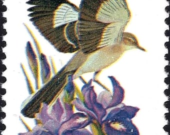 Five 20c TENNESSEE State Bird and Flower stamps | Vintage Unused US Postage Stamp | Mockingbird | Southern Wedding | Stamps for Mailing