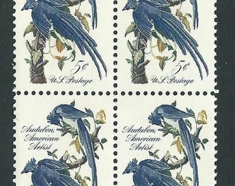 Pack of 20 | 5c John James Audubon Columbia Jays | Vintage Unused US Postage Stamps | Blue Jays stamp, Nature on stamps, Blue Birds
