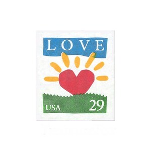 DEZ selos do AMOR do nascer do sol 29c. Selos postais não utilizados dos EUA | Selo de amor | Autoadesivo | Porte postal do casamento | Namorados | Cartas de amor
