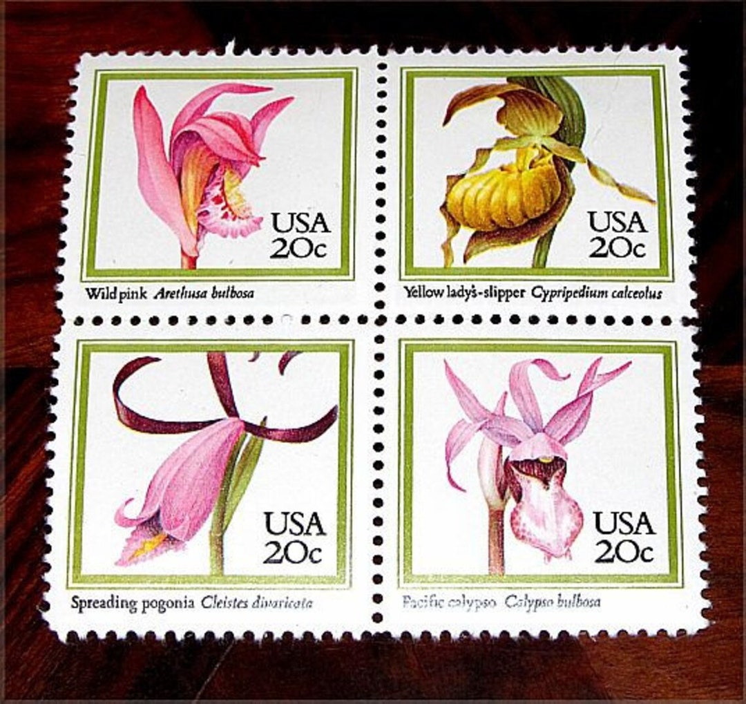 Vintage MINT 20 Cent Postage Stamps .. Orchid Flowers Set of 50 Stamps ...