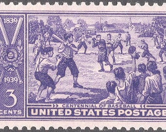 3c Baseball 100th Jubiläumsmarke.. Unbenutzte US-Briefmarken..Packung mit 5 Marken  | Baseball Hall of Fame | Cooperstown | Schwer zu finden