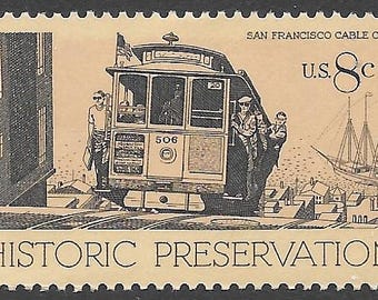 DIEZ sellos de tranvía de San Francisco de 8 centavos... Sello postal estadounidense antiguo sin usar... / Americana / California / Paquete de 10