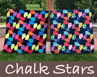 Chalk Stars - A Rainbow Modern Quilt Pattern (PDF) - Beginner-friendly curves