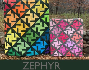 Zephyr - A Beginner-Friendly Modern Scrap Quilt Pattern in Five Sizes (PDF pattern)