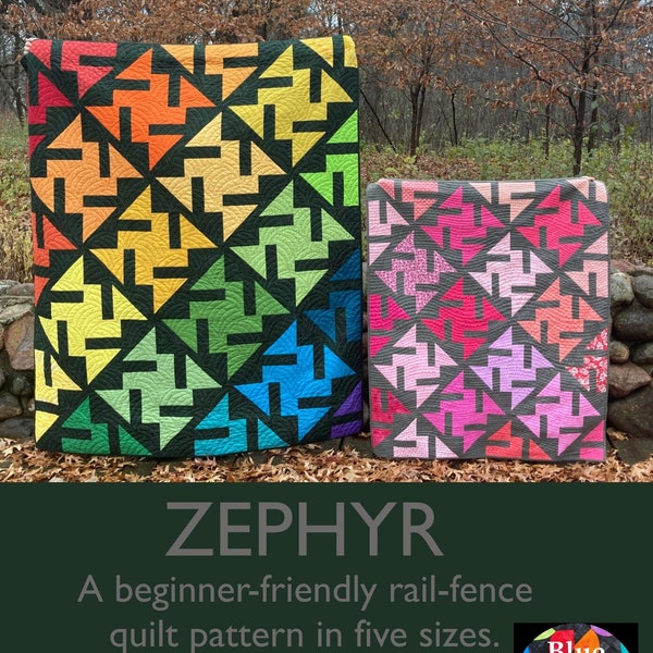 Zephyr - Un motif de courtepointe moderne adapté aux débutants en cinq tailles (patron PDF)