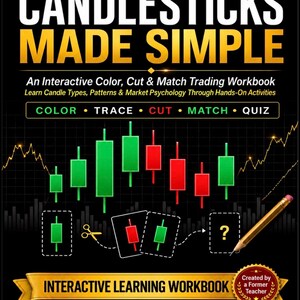Quaderno di esercizi sul trading con i candlestick, attività di abbinamento colori e ritagli (download in PDF)