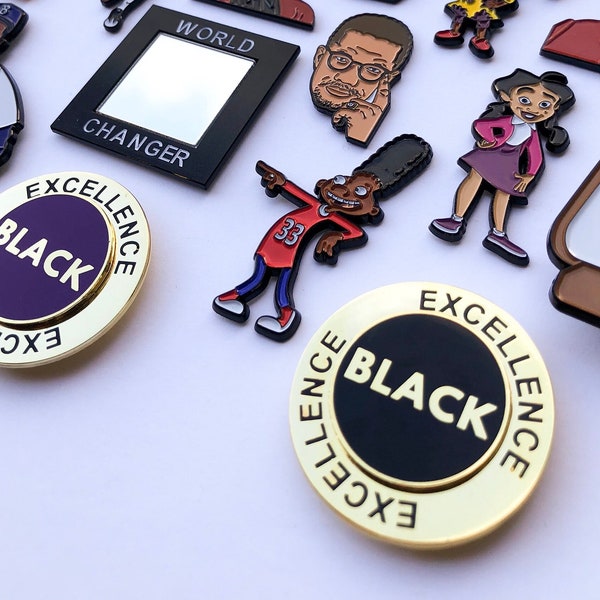 Purple Black Excellence Spinning Lapel Pin