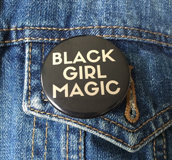Black Girl Magic SMALL Button - SILVER Letters
