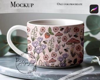 Procreate caneca de café mockup Seamless Pattern Design Mockup, sublimação Mock Ups para Arte e Papel Digital arte digital xícara de chá mockup