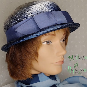 Straw Hat with Shades of Blue
