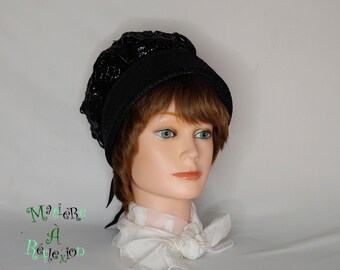 Vintage black straw hat