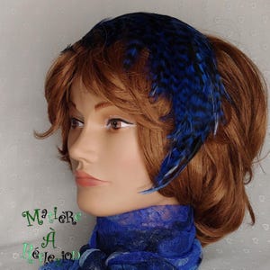 Blue and black feather headband fascinator