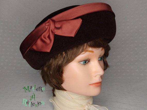 Vintage Velvet Felt Brown Hat - Etsy