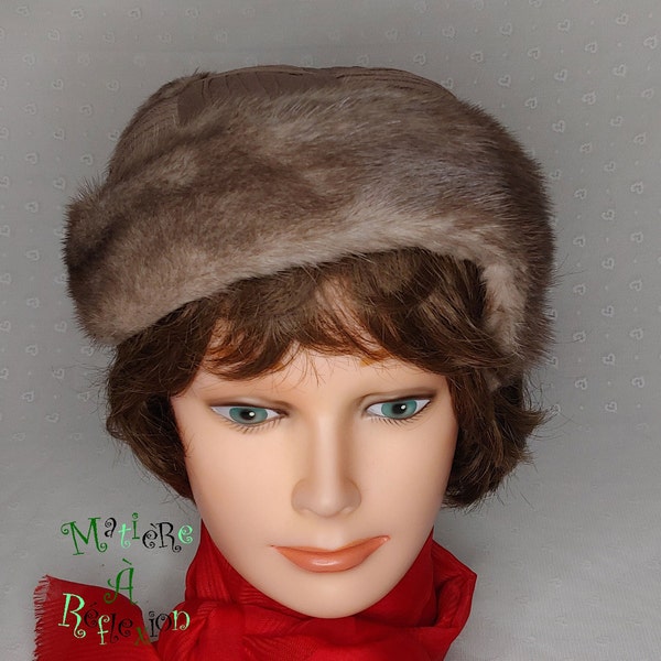 Brown vintage hat in nylon and mink