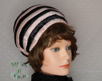 Vintage black and pink turban style hat