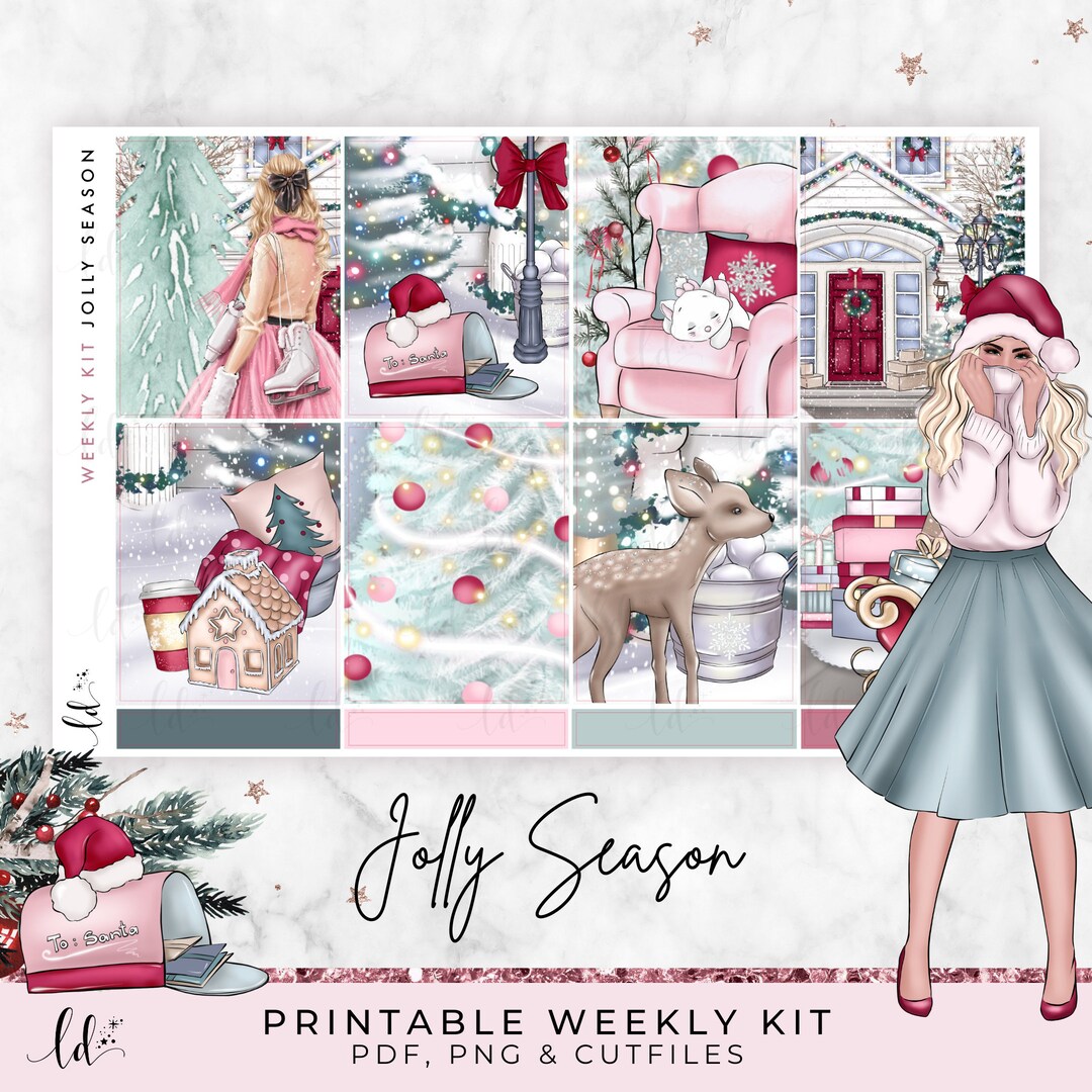 Printable Weekly Sticker Kit // Jolly Season, Christmas Winter, Planner ...