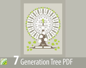 7 Generation Ancestral Family Tree DIGITAL DOWNLOAD Customizable Single Tree PDF 18 in. x 24 in. poster size