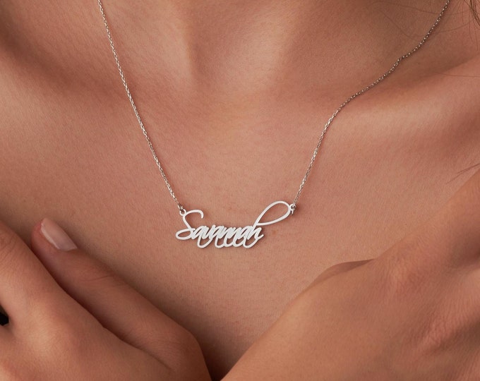 Featured listing image: Custom Name Necklace, 14K Gold Plated Name Necklace, Personalized Name Necklace, Birthday Gift for Her, Christmas Gift, Gift for Mom