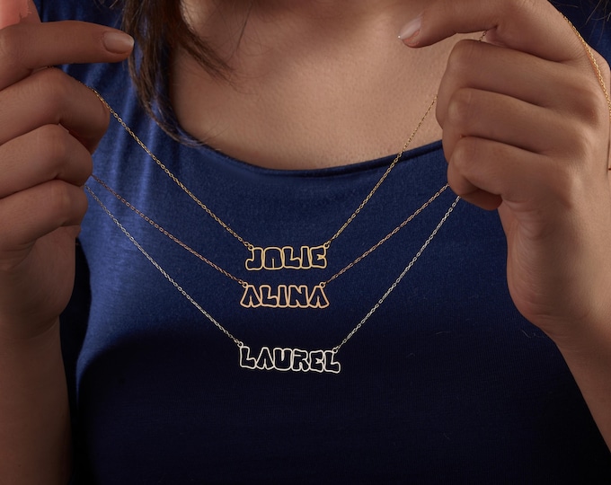 Featured listing image: Personalized Sterling Silver Name Necklace: Custom Letter Jewelry Gift