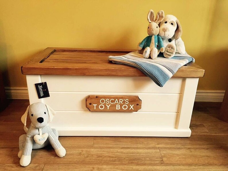 Personalised Engraved Wooden Toy Box 40 Colour Combinations Etsy