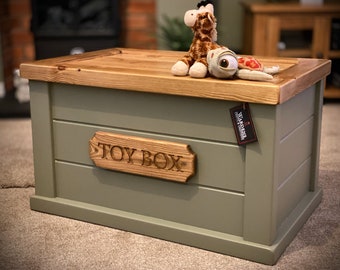 Personalised Engraved Wooden Toy Box | 40+ Colour Combinations | Farrow & Ball paint Colours | UK Delivery