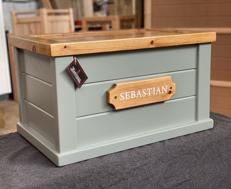 Personalised Engraved Wooden Toy Box 40 Colour Combinations Etsy