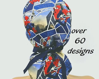 Scrub cap for man and women-ponytail surgical hat with satin lining and buttons options