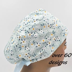 Scrub hat for women - floral surgical cap for doctors and nurses with satin lining option - OR scrub cap