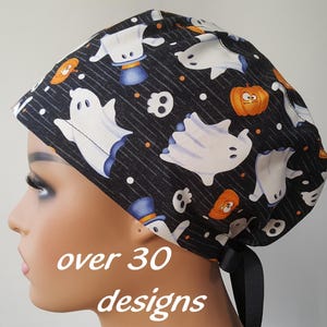 Halloween Scrub Cap: Cotton Surgical Hat with Buttons