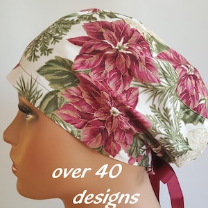 Christmas scrub cap for short or medium long hair - surgical hat for doctors and nurses