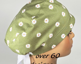 Euro Style Surgical Scrub Cap: 100% Cotton, Satin Lining, Buttons