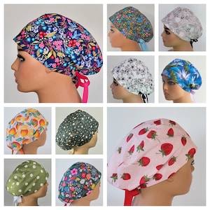 Scrub cap euro style-surgical cap for women and man with buttons-nurse scrub cap-Buy 4 get 1 random scrub hat free-Made in USA chemo hats