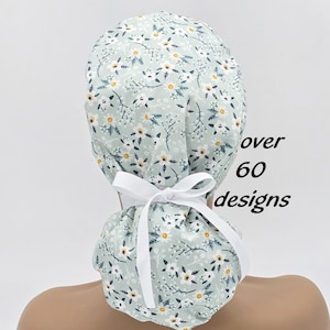 Ponytail scrub cap-satin lined scrub cap for women-scrub hats ponytail-satin scrub cap-surgical cap satin