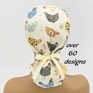 Satin Lined Ponytail Scrub Cap: Cotton Surgical Hat with Buttons