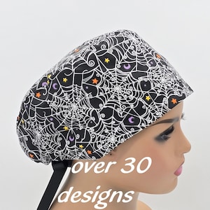 Halloween Scrub Cap: Cotton Surgical Hat with Satin Lining Option