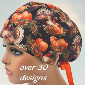 Halloween Scrub Cap: Skulls, Skeletons, Witches - 100% Cotton