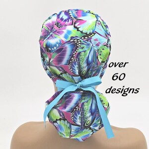 Scrub cap for women and man-satin lined ponytail scrub surgical hat