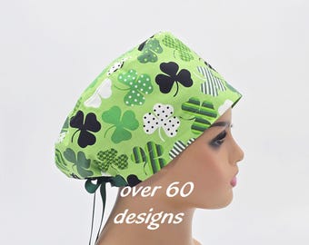 Gorro quirúrgico de algodón: forro de satén, botones opcionales - Fabricado en EE. UU.